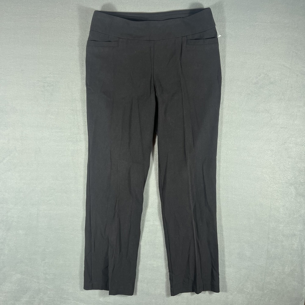 COUNTERPARTS Women's Black Straight Leg Pull On Dress Pants Size 8 Work Business
